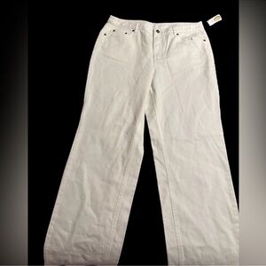 TALBOTS strechy Jeans SIZE 14 modern ankle jeans white with designs
